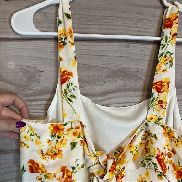 Lulu’s Day Date White Floral Print Tie Back Dress - Picture 10 of 12